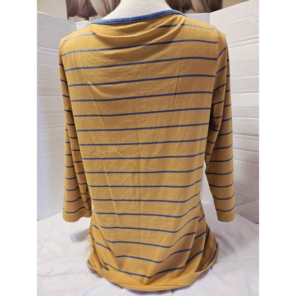 L.L. Bean Top Womens M Orange Stripe Supima Boat Neck Casual Layer Basic Workout - Picture 4 of 13
